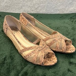 size 9 real cork sandals with sheer sides